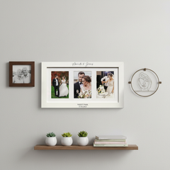 Personalised White Wooden Wedding Triple Photo 6 x 4 Frame Gift Photo Frame ukgiftstoreonline