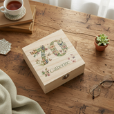 Personalised 70th Birthday Gift For Her Keepsake Memory Box With Butterflies and Flowers