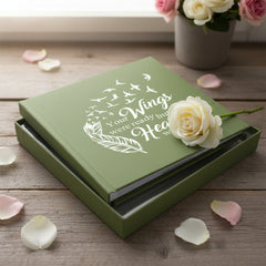 Your Wings Were Ready Memorial Remembrance Olive Green Photo Album For 50 x 6 by 4 Capacity Loving Memory Remembrance ukgiftstoreonline