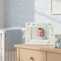 Personalised Baby Boy Photo Frame With Birth Details and Cute Elephant Photo Frame ukgiftstoreonline