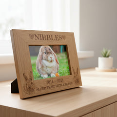 Personalised Rabbit Remembrance Memorial Engraved Wooden Photo Frame gift