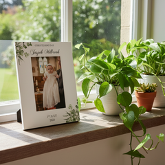 Personalised Christening Day Elegant Photo Frame Gift With Leaves Photo Frame ukgiftstoreonline