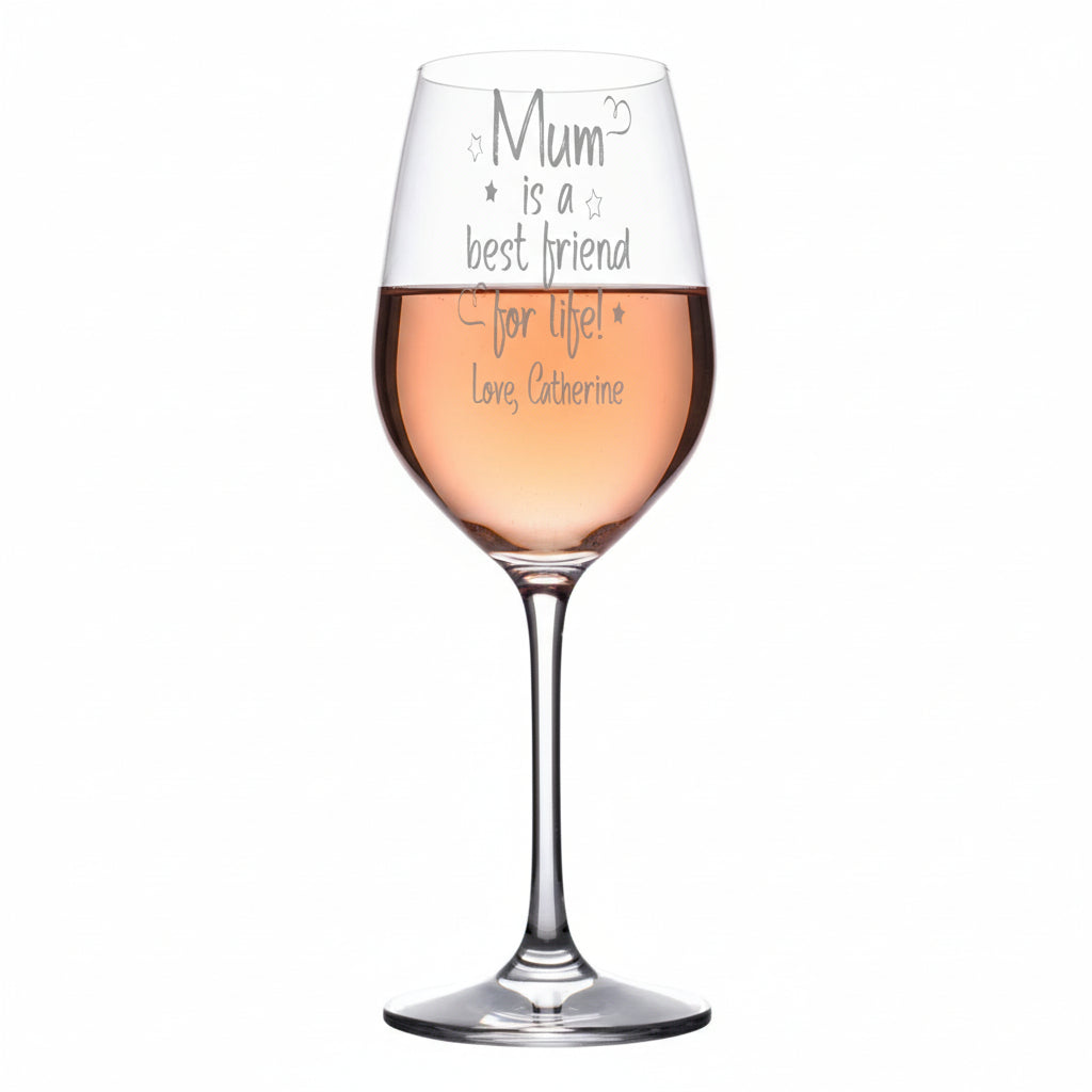 Personalised Mum Is A Friend Engraved Wine Glass Gift for Mothers Day Birthday or Christmas Personalised Wine Glasses ukgiftstoreonline