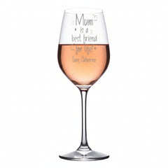 Personalised Mum Is A Friend Engraved Wine Glass Gift for Mothers Day Birthday or Christmas Personalised Wine Glasses ukgiftstoreonline
