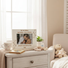 Personalised Mother & Daughter Knows No Distance White Engraved Wooden Photo Frame Gift Photo Frame ukgiftstoreonline