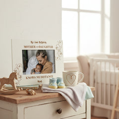 Personalised Mother & Daughter Knows No Distance White Engraved Wooden Photo Frame Gift Photo Frame ukgiftstoreonline