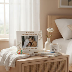 Personalised Mother & Daughter Knows No Distance White Engraved Wooden Photo Frame Gift Photo Frame ukgiftstoreonline