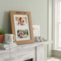Mummy and Us Engraved Wooden Photo Picture Frame Double 6x4 Inch Photo Frame ukgiftstoreonline