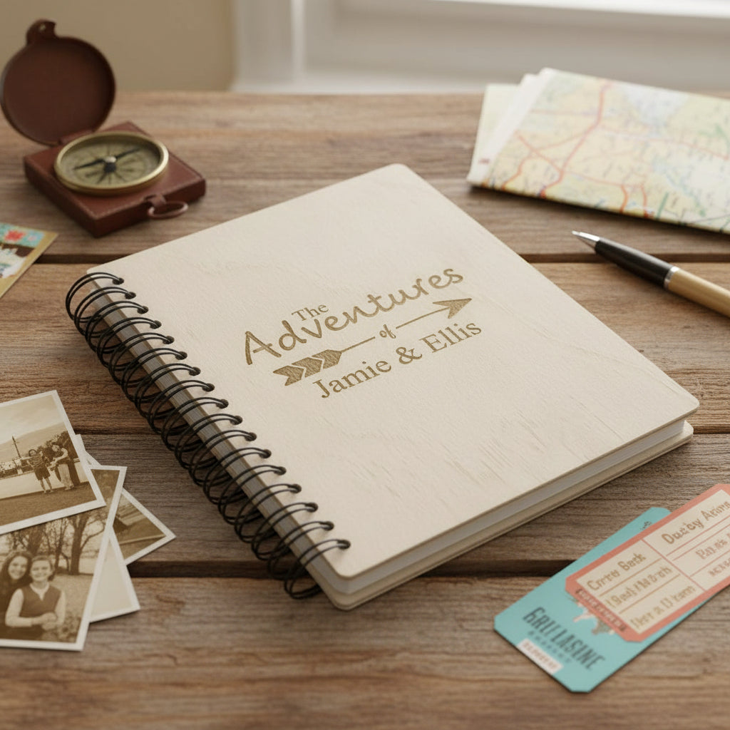 Personalised Large Engraved Wooden Adventures Photo Album Gift Adventures Photo Album ukgiftstoreonline