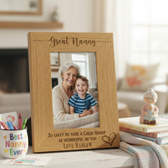 Personalised Great Nanny Love Heart Engraved Photo Frame Gift personalised photo frames ukgiftstoreonline 4 x 6 Inch