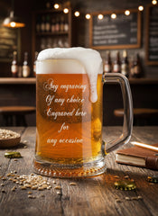 Personalised Beer Glass Tankard Engraved Pint Custom Name Calligraphy Gift Any Occasion