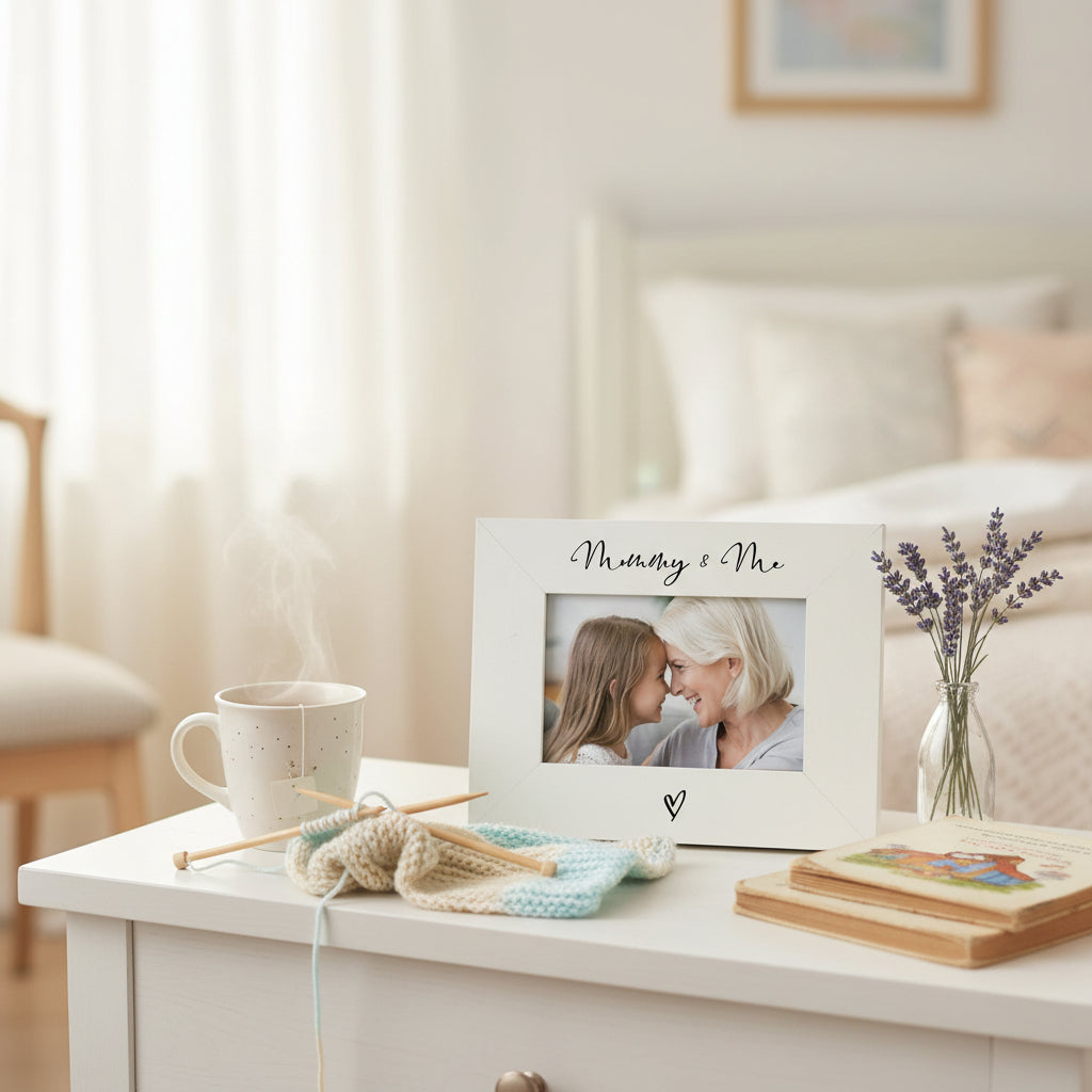 White 6x4 Landscape Picture Photo Frame Mummy & Me With Love Heart Photo Frame ukgiftstoreonline