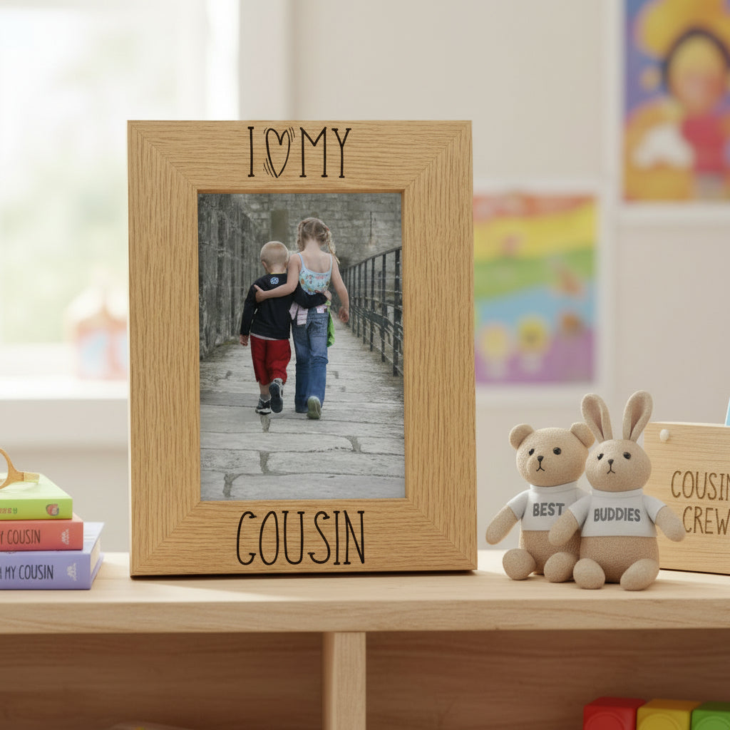 I heart my cousin Wooden photo frame Engraved Gift Cousin Photo Frame ukgiftstoreonline