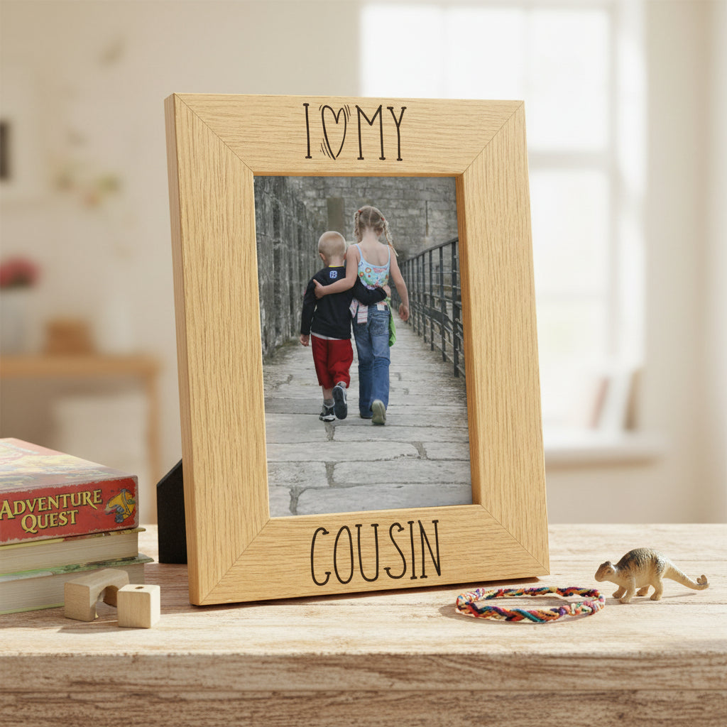 I heart my cousin Wooden photo frame Engraved Gift Cousin Photo Frame ukgiftstoreonline