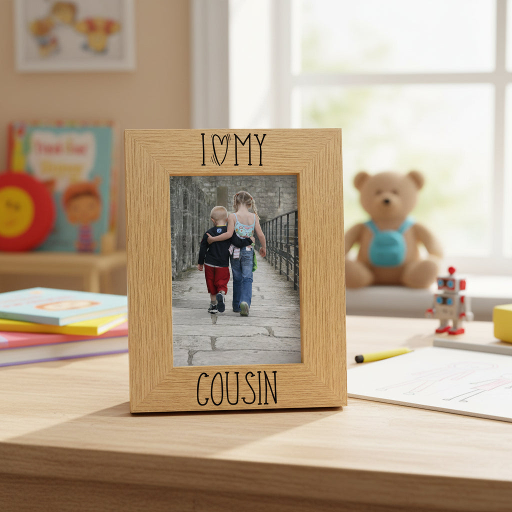 I heart my cousin Wooden photo frame Engraved Gift Cousin Photo Frame ukgiftstoreonline