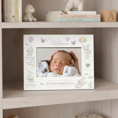 Personalised Baby Girl Photo Frame With Birth Details and Cute Elephant Photo Frame ukgiftstoreonline