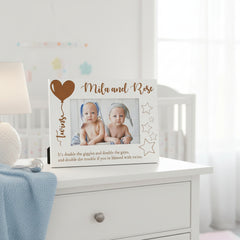White Engraved Personalised Twins Photo Frame Gift Family Photo frame ukgiftstoreonline