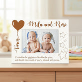 White Engraved Personalised Twins Photo Frame Gift Family Photo frame ukgiftstoreonline