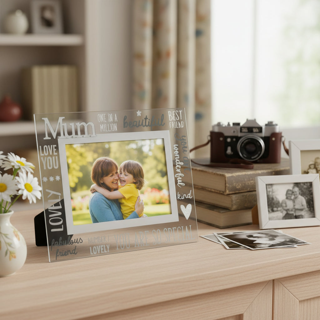 Beautiful Mum Glass and Mirror Photo Frame Gift For Mothers Day Birthday or Christmas Nan Photo Frame ukgiftstoreonline