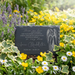 Memorial Plaque - Personalised Engraved Grave Stone Slate Marker With Angel Personalised Garden Stone Slate ukgiftstoreonline