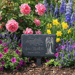 Memorial Plaque - Personalised Engraved Grave Stone Slate Marker With Angel Personalised Garden Stone Slate ukgiftstoreonline