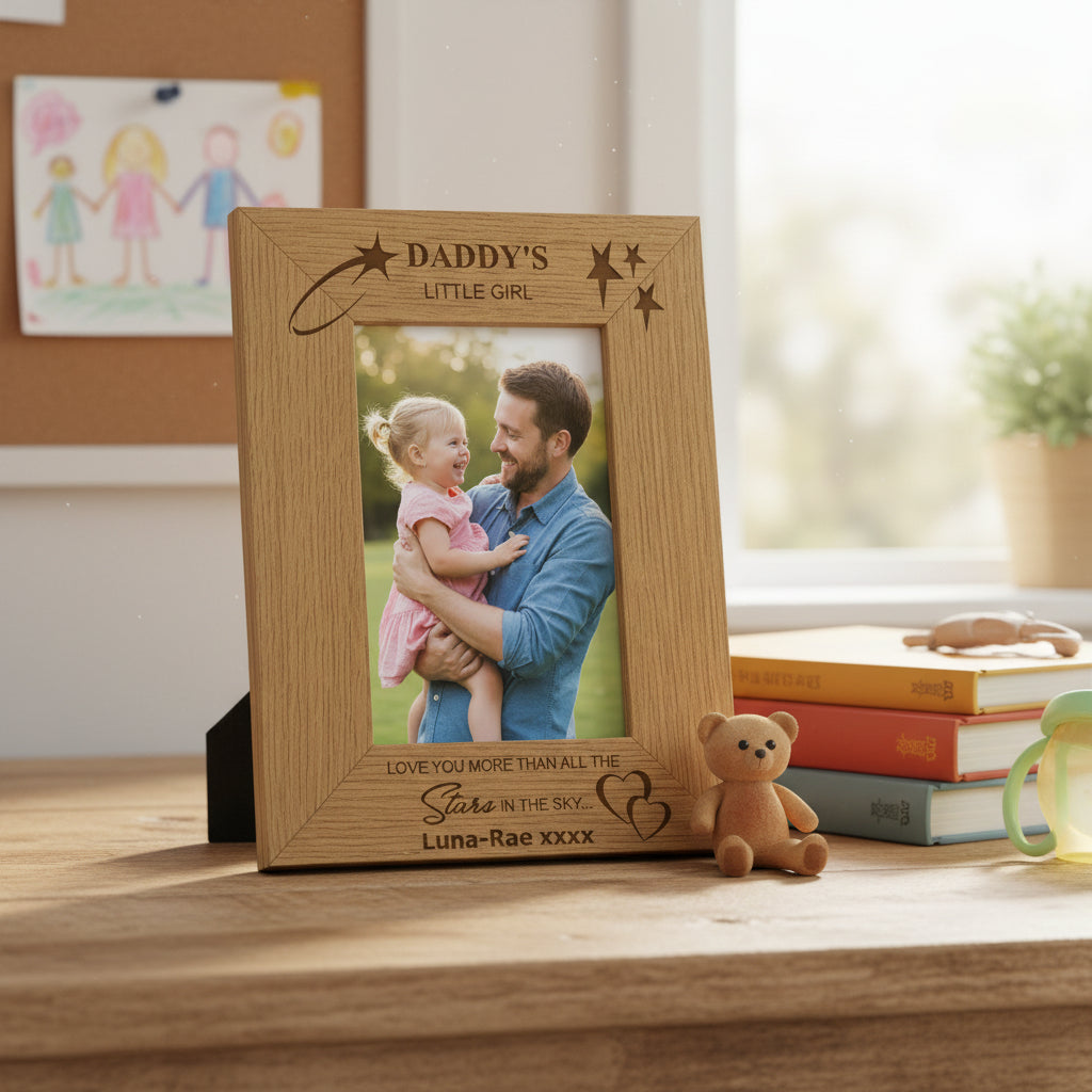 Personalised Daddy's Little Girl Engraved Wooden Photo Frame Gift Daddy Photo Frame ukgiftstoreonline