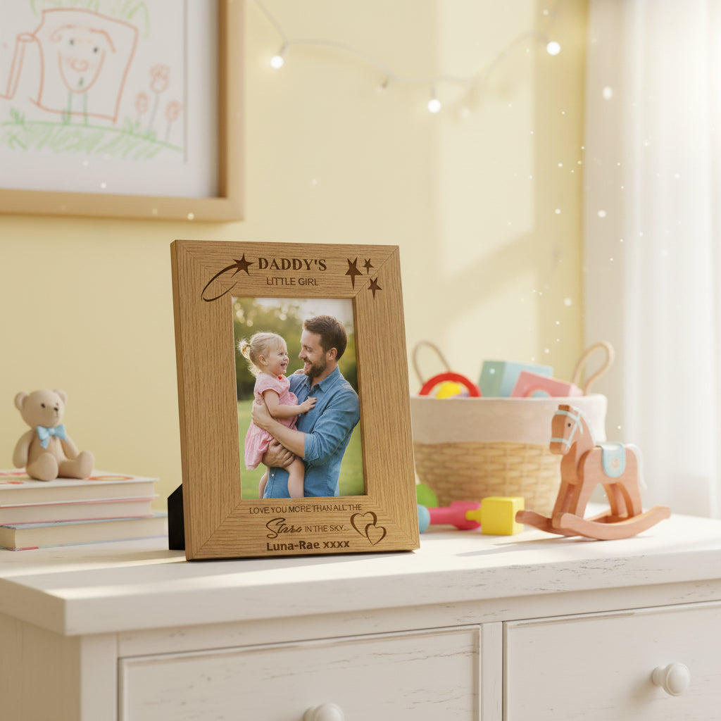 Personalised Daddy's Little Girl Engraved Wooden Photo Frame Gift Daddy Photo Frame ukgiftstoreonline