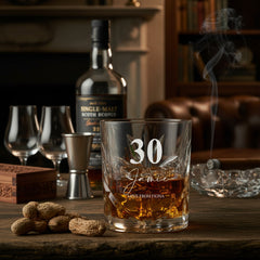 Engraved Personalised 30th Birthday Crystal Cut Whiskey Glass Personalised Whiskey Glass ukgiftstoreonline