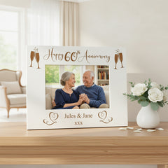 Personalised 60th Anniversary White Wooden Engraved Photo Frame Gift Photo Frame ukgiftstoreonline