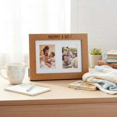 Mummy and Us Double Photo Frame 6x4 Inch Engraved Wooden Mothers Day Birthday Christmas Photo Frame ukgiftstoreonline