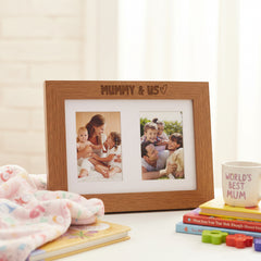 Mummy and Us Double Photo Frame 6x4 Inch Engraved Wooden Mothers Day Birthday Christmas Photo Frame ukgiftstoreonline