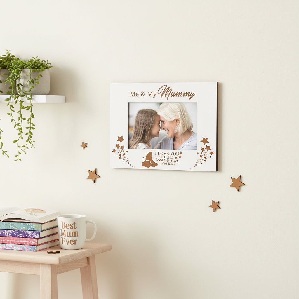 White Engraved Me and My Mummy Love You To The Moon Photo Frame Gift Photo Frame ukgiftstoreonline