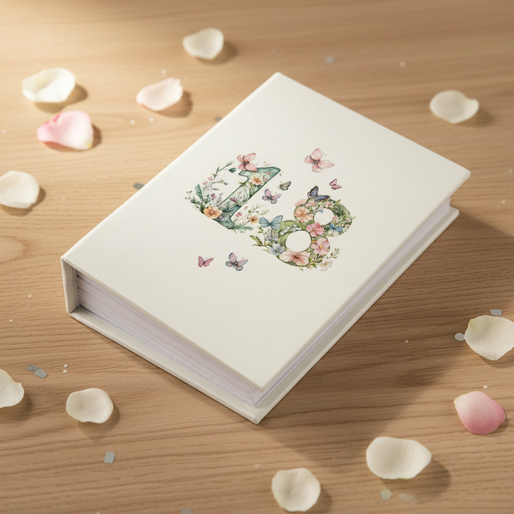 18th Birthday Photo Album Gift For Her 100 Photos 6"x4" Butterflies and Flowers Personalised Photo Album ukgiftstoreonline