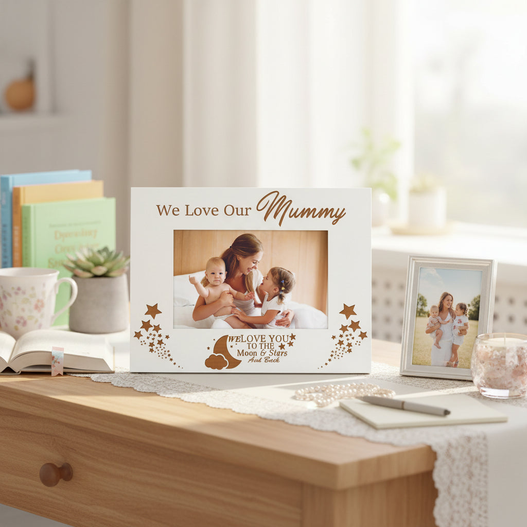 We Love Our Mummy White Engraved Wooden Photo Frame Gift Photo Frame ukgiftstoreonline