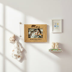 Personalised Mummy Bear and Us Oak Wood Finish Engraved Photo Frame Gift Mummy Photo Frame ukgiftstoreonline
