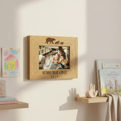 Personalised Mummy Bear and Us Oak Wood Finish Engraved Photo Frame Gift Mummy Photo Frame ukgiftstoreonline