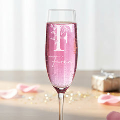 Personalised Floral Alphabet and Name Champagne Flute Prosecco Glass Gift For Her Personalised Champagne Glasses ukgiftstoreonline