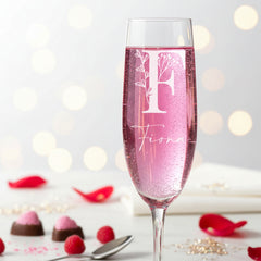 Personalised Floral Alphabet and Name Champagne Flute Prosecco Glass Gift For Her Personalised Champagne Glasses ukgiftstoreonline