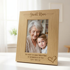 Personalised Great Nan Love Heart Engraved Photo Frame Gift personalised photo frames ukgiftstoreonline