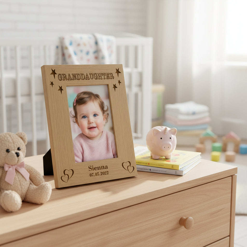 Personalised Granddaughter Engraved Wooden Portrait Photo Frame Gift Granddaughter Photo Frame ukgiftstoreonline