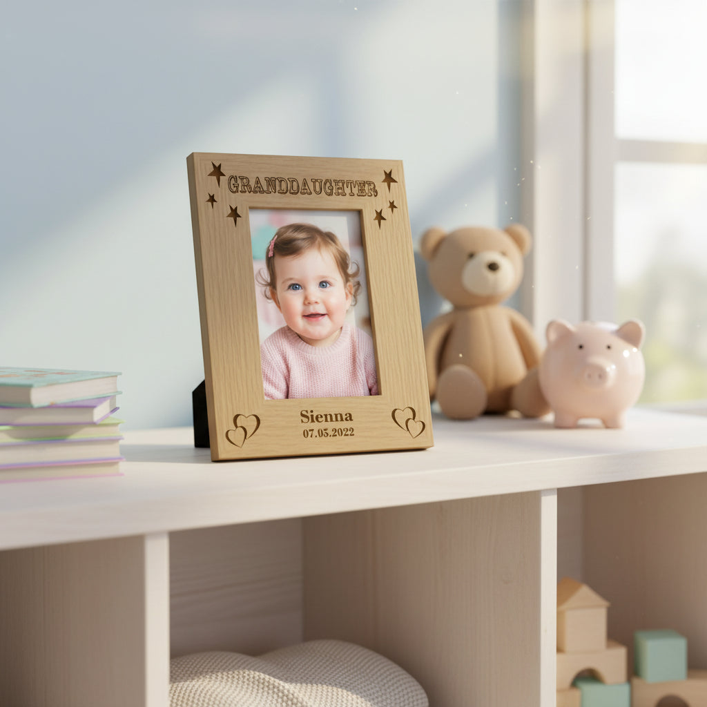 Personalised Granddaughter Engraved Wooden Portrait Photo Frame Gift Granddaughter Photo Frame ukgiftstoreonline