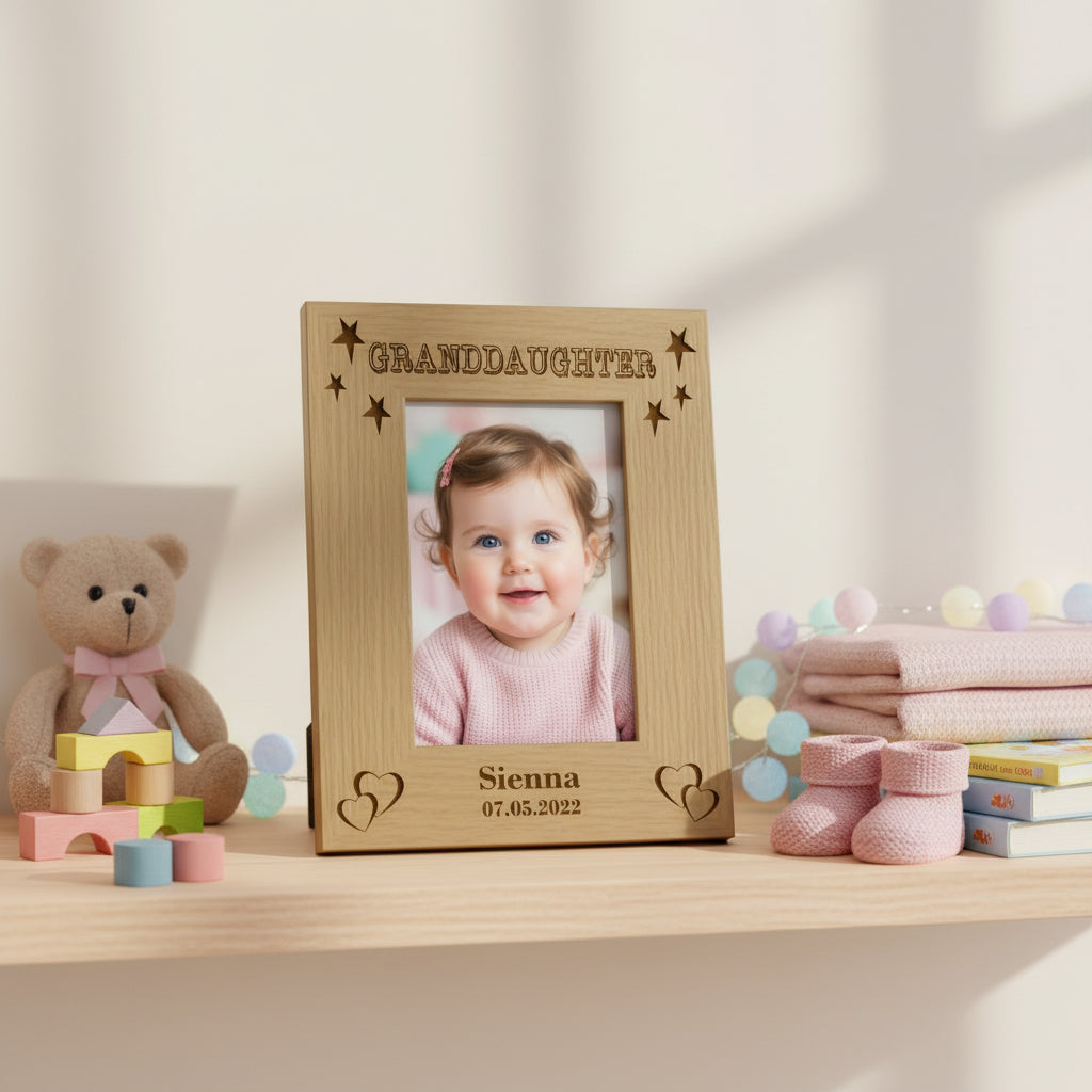 Personalised Granddaughter Engraved Wooden Portrait Photo Frame Gift Granddaughter Photo Frame ukgiftstoreonline