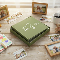 Olive Green Family Photo Album With Leaf Design Holds 50 x 6 by 4 Photos photo album ukgiftstoreonline