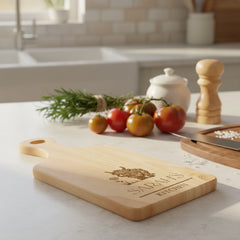 Personalised Custom Engraved Wooden Serving Board Cheese Board Cutting Novelty Gift With Highland Cow