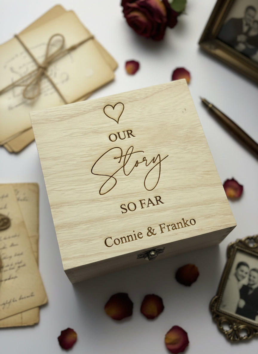 ukgiftstoreonline Personalised Our Love Story Memory Keepsake Gift Box With Heart Keepsake Gift ukgiftstoreonline