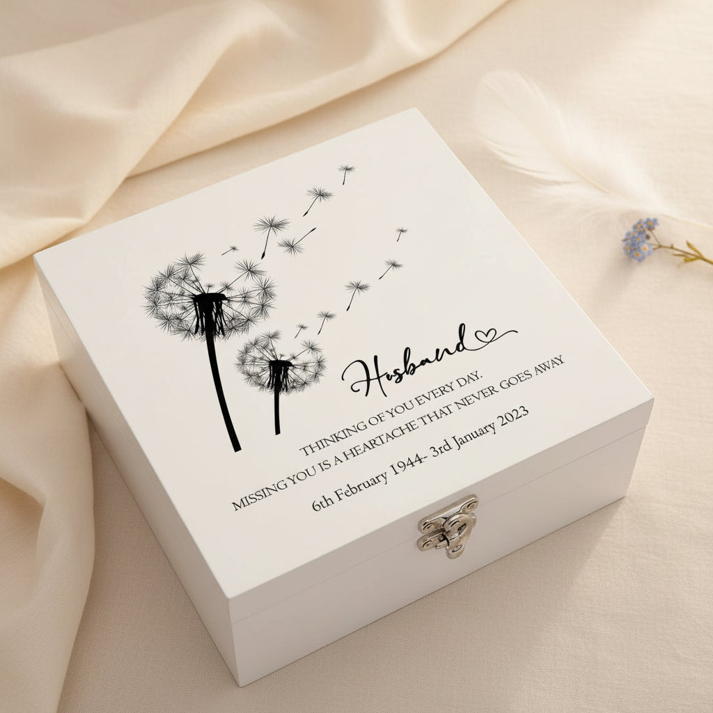 Husband Remembrance Personalised Luxury Wooden Keepsake Memory Box Keepsake Boxes ukgiftstoreonline