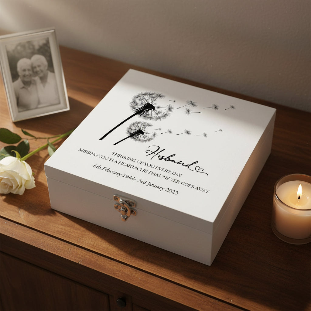 Husband Remembrance Personalised Luxury Wooden Keepsake Memory Box Keepsake Boxes ukgiftstoreonline