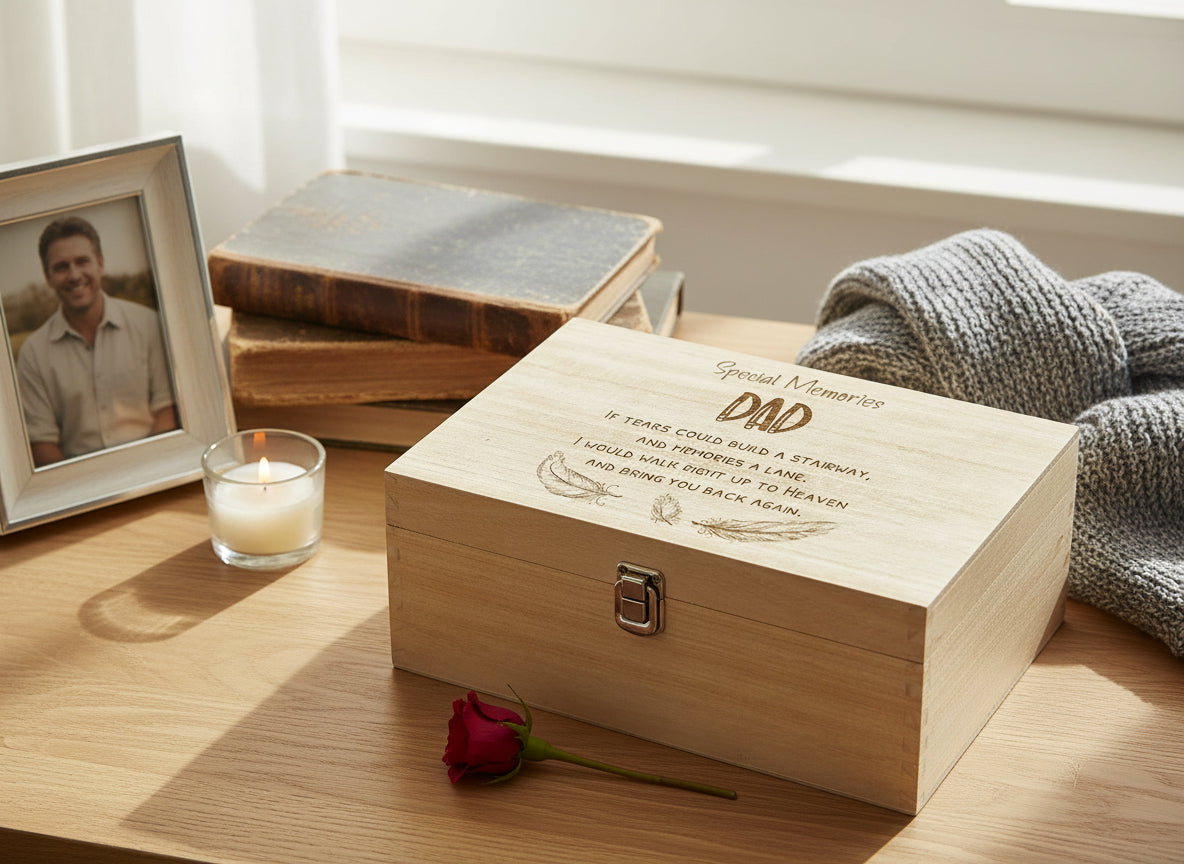 Dad Remembrance Large Engraved Wooden Memory Keepsake Box Gift Keepsake Memory Box ukgiftstoreonline