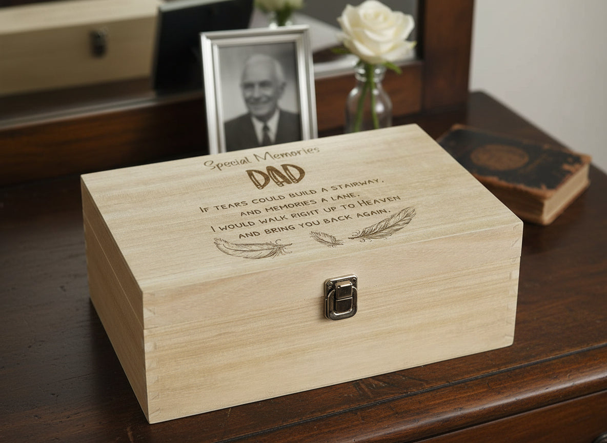 Dad Remembrance Large Engraved Wooden Memory Keepsake Box Gift Keepsake Memory Box ukgiftstoreonline