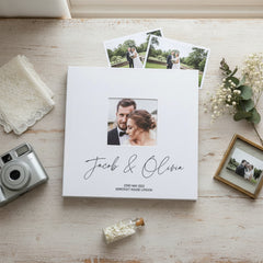 Personalised Modern Script Large Linen Wedding Photo Album Self Adhesive photo album ukgiftstoreonline
